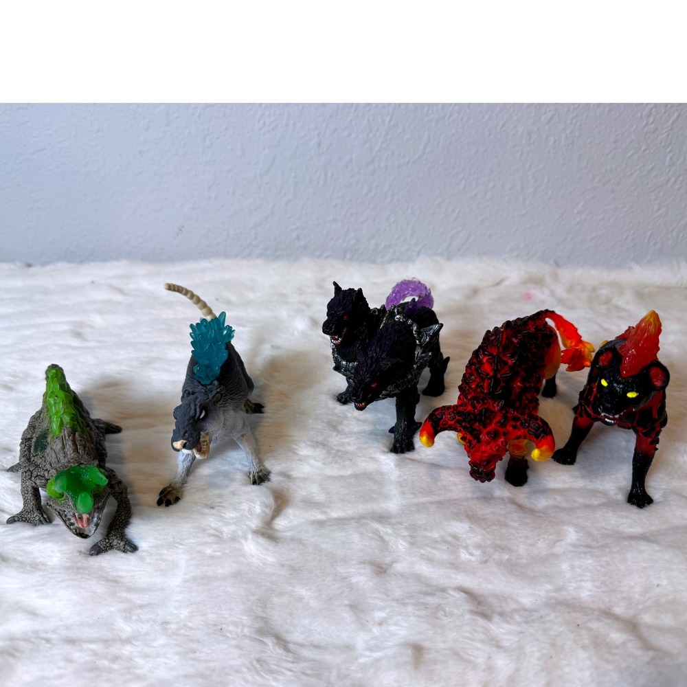 Schleich Eldrador Creatures Lot of 5 Hellhound Fire Bull Lava Hyena Stone